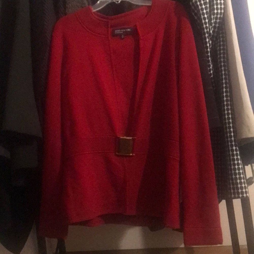 Cranberry red Jones of New York sweater/jacket.